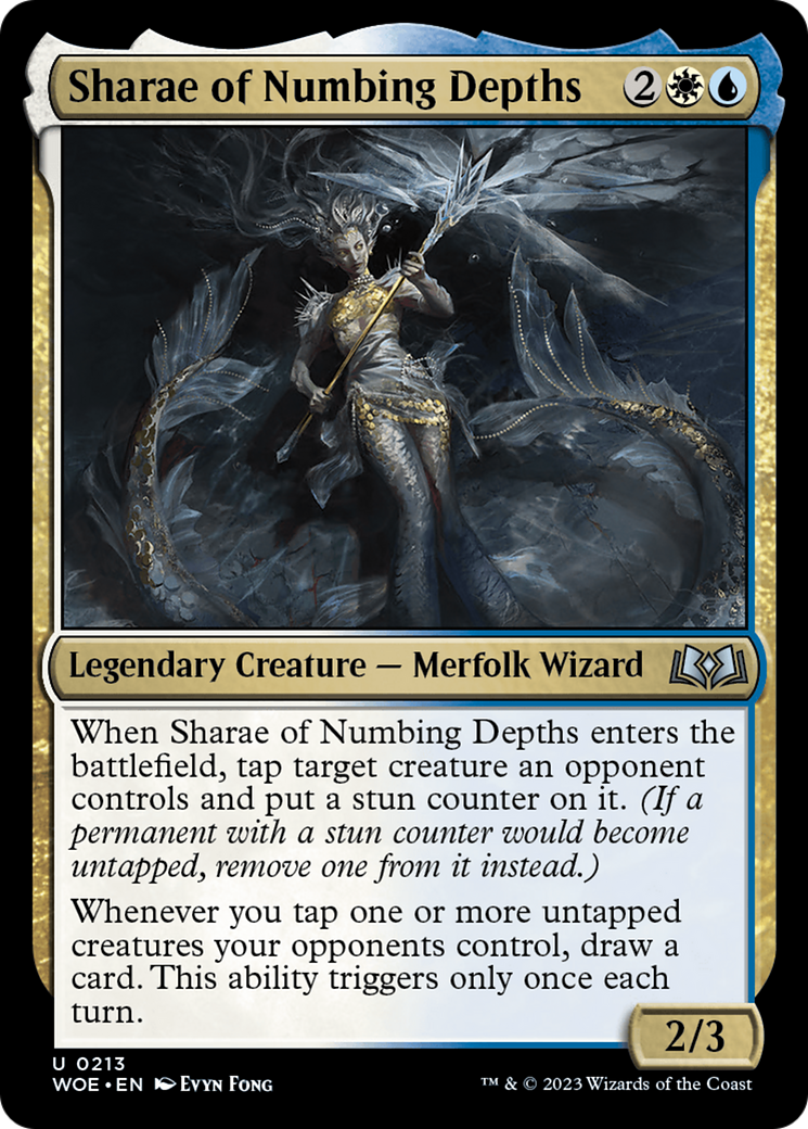 Sharae of Numbing Depths - Uncommon Legendary Creature — Merfolk Wizard card from Wilds of Eldraine