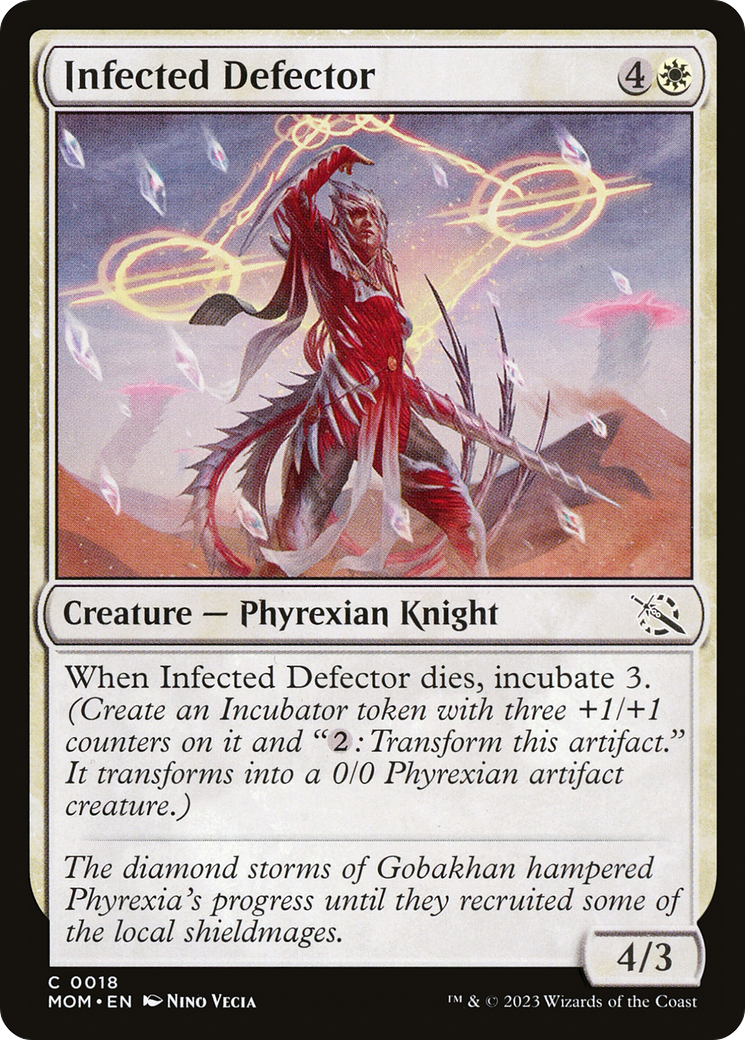 Infected Defector - Common Creature — Phyrexian Knight card from March of the Machine