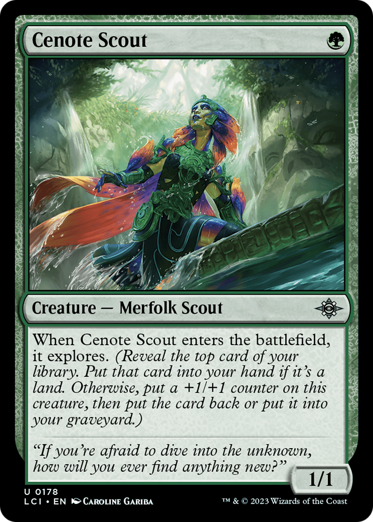 Cenote Scout - Uncommon Creature — Merfolk Scout card from The Lost Caverns of Ixalan