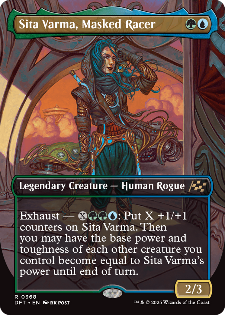 Sita Varma, Masked Racer - Rare Legendary Creature — Human Rogue card from Aetherdrift