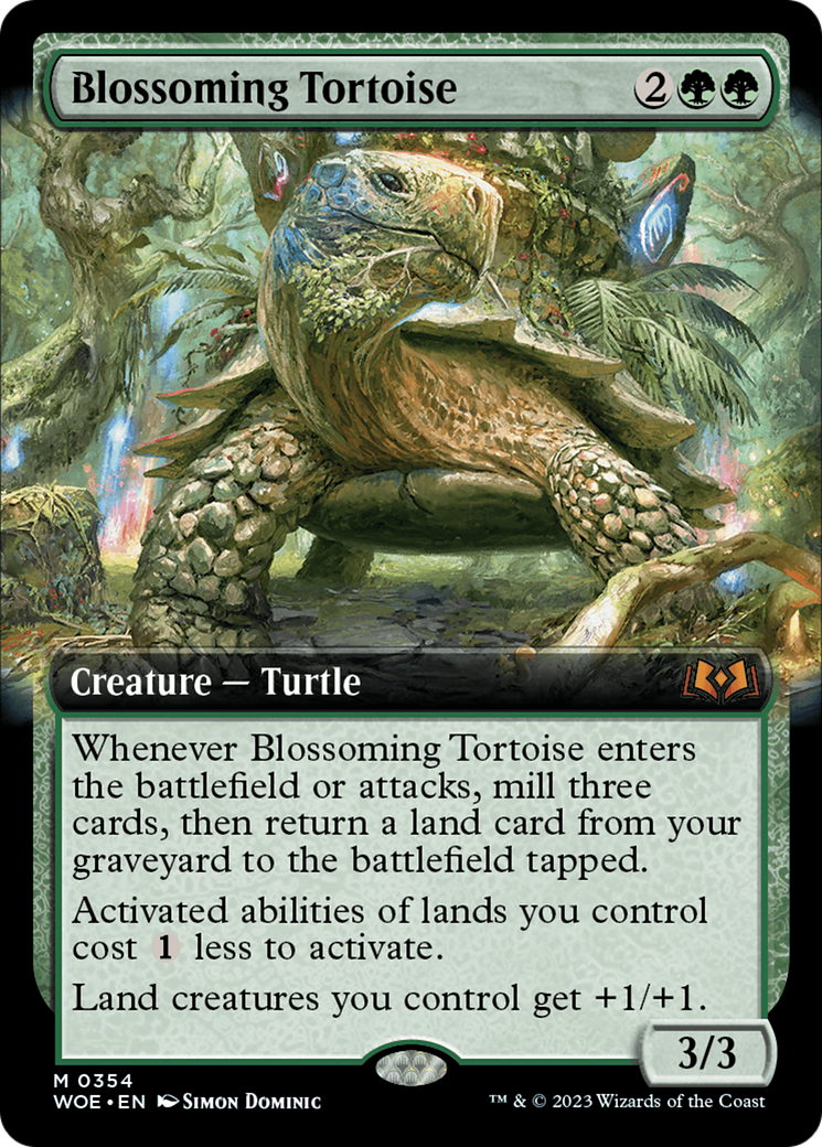 Blossoming Tortoise - Mythic Creature — Turtle card from Wilds of Eldraine
