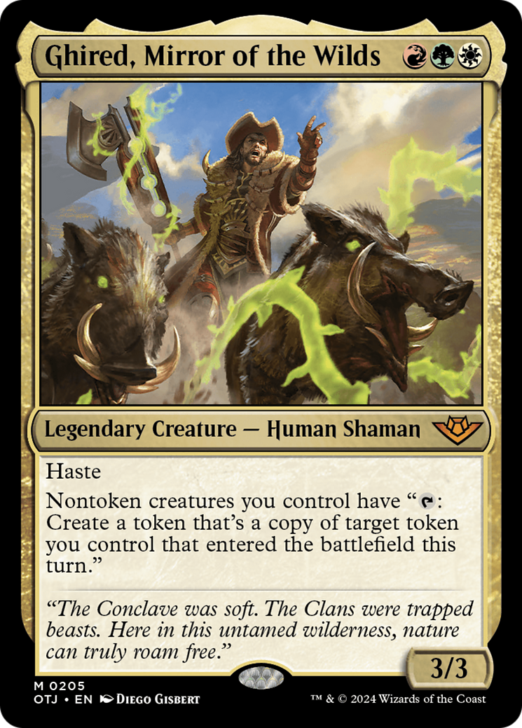 Ghired, Mirror of the Wilds - Mythic Legendary Creature — Human Shaman card from Outlaws of Thunder Junction