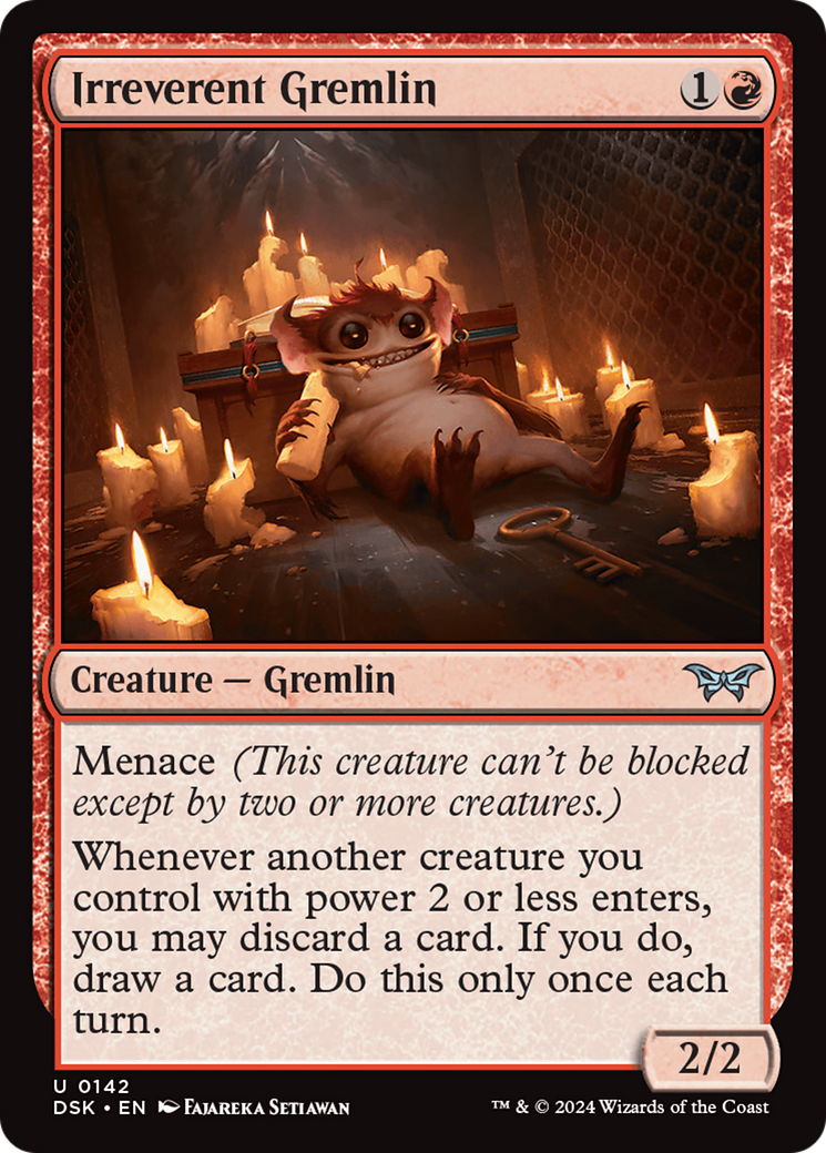 Irreverent Gremlin - Uncommon Creature — Gremlin card from Duskmourn: House of Horror