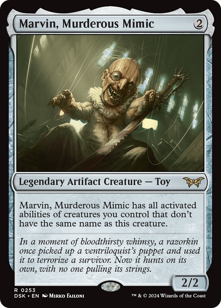 Marvin, Murderous Mimic - Rare Legendary Artifact Creature — Toy card from Duskmourn: House of Horror