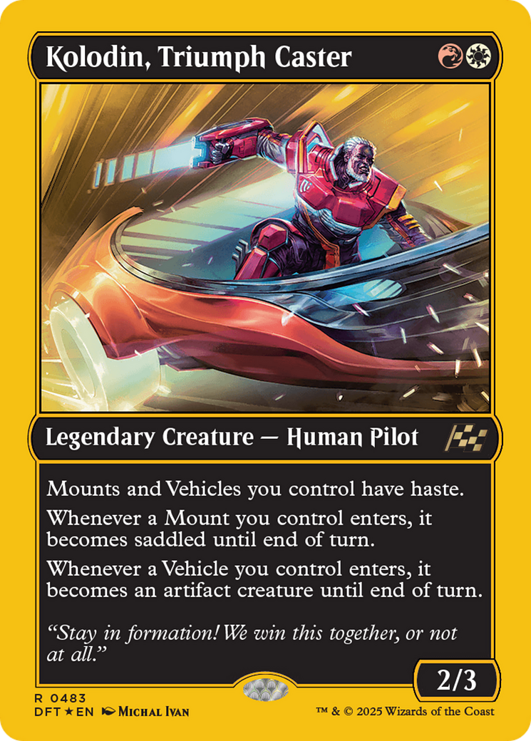 Kolodin, Triumph Caster - Rare Legendary Creature — Human Pilot card from Aetherdrift