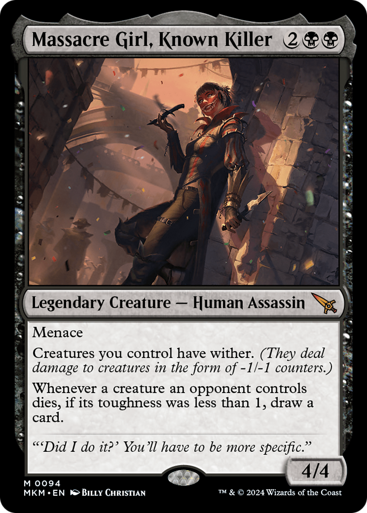Massacre Girl, Known Killer - Mythic Legendary Creature — Human Assassin card from Murders at Karlov Manor