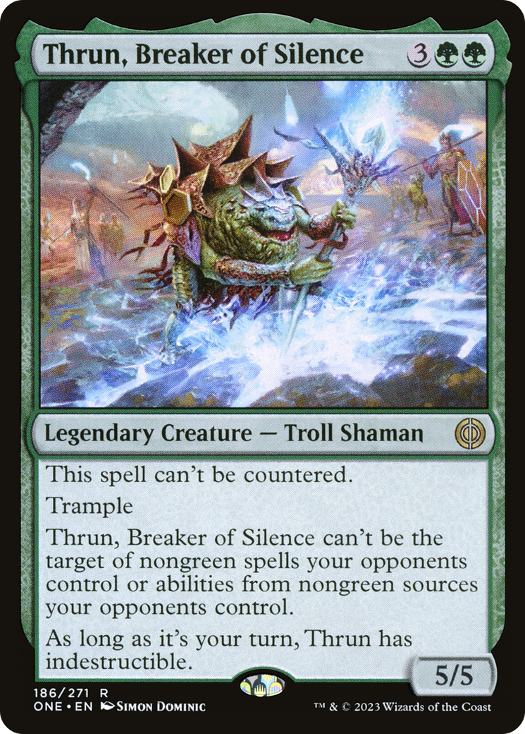Thrun, Breaker of Silence - Rare Legendary Creature — Troll Shaman card from Phyrexia: All Will Be One