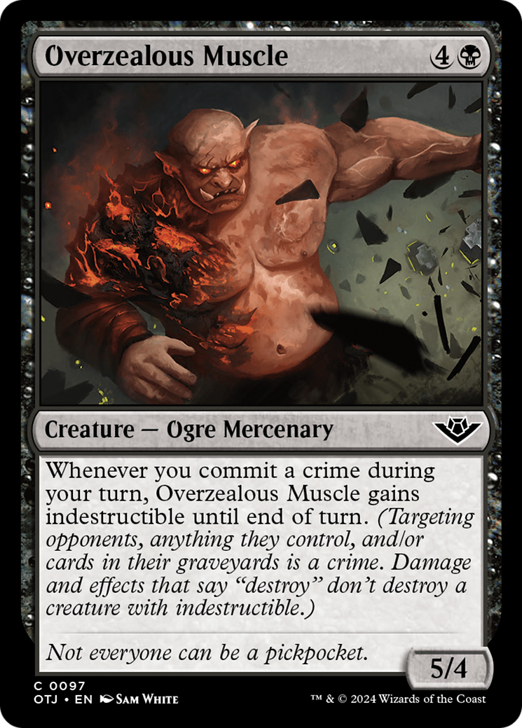 Overzealous Muscle - Common Creature — Ogre Mercenary card from Outlaws of Thunder Junction