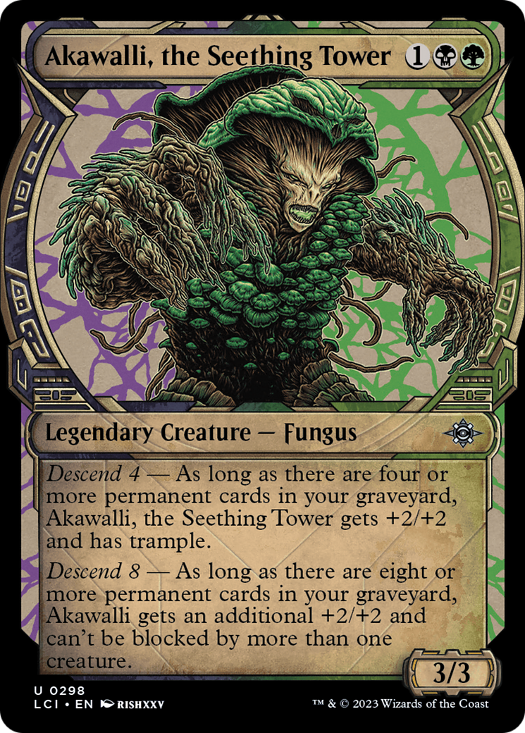 Akawalli, the Seething Tower - Uncommon Legendary Creature — Fungus card from The Lost Caverns of Ixalan