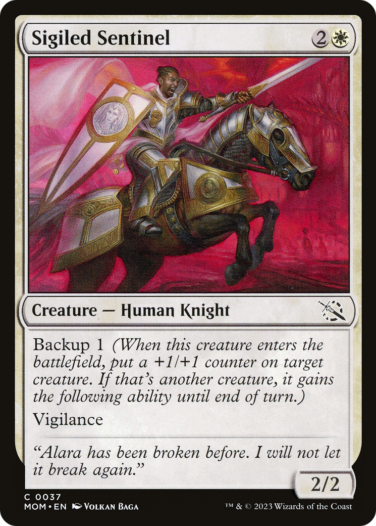 Sigiled Sentinel - Common Creature — Human Knight card from March of the Machine