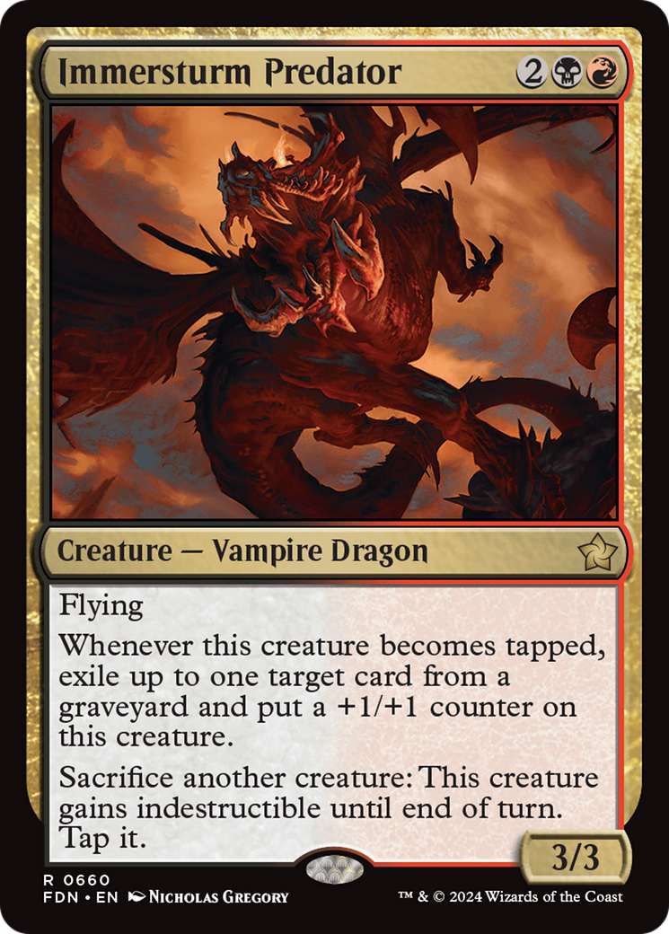 Immersturm Predator - Rare Creature — Vampire Dragon card from Foundations