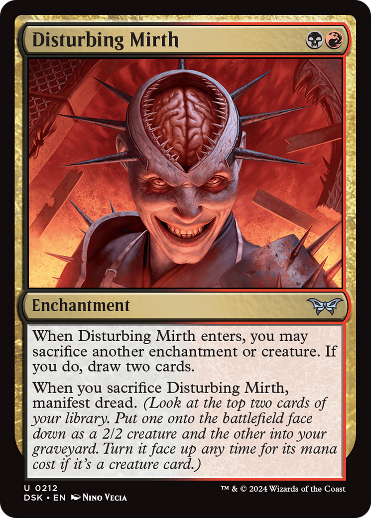 Disturbing Mirth - Uncommon Enchantment card from Duskmourn: House of Horror
