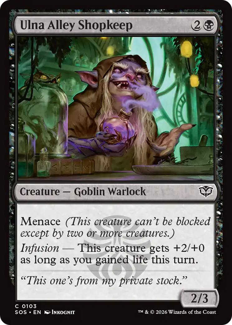 Ulna Alley Shopkeep - Common Creature — Goblin Warlock card from Secrets of Strixhaven