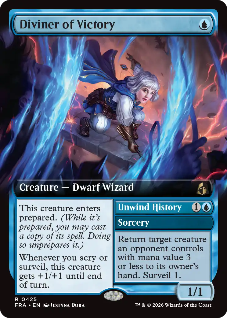 Diviner of Victory // Unwind History - Rare Creature — Dwarf Wizard card from Reality Fracture