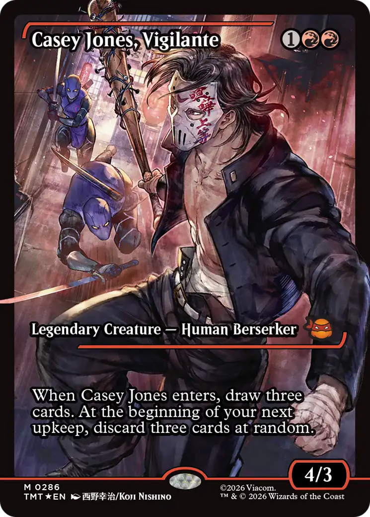 Casey Jones, Vigilante - Mythic Legendary Creature — Human Berserker card from Teenage Mutant Ninja Turtles