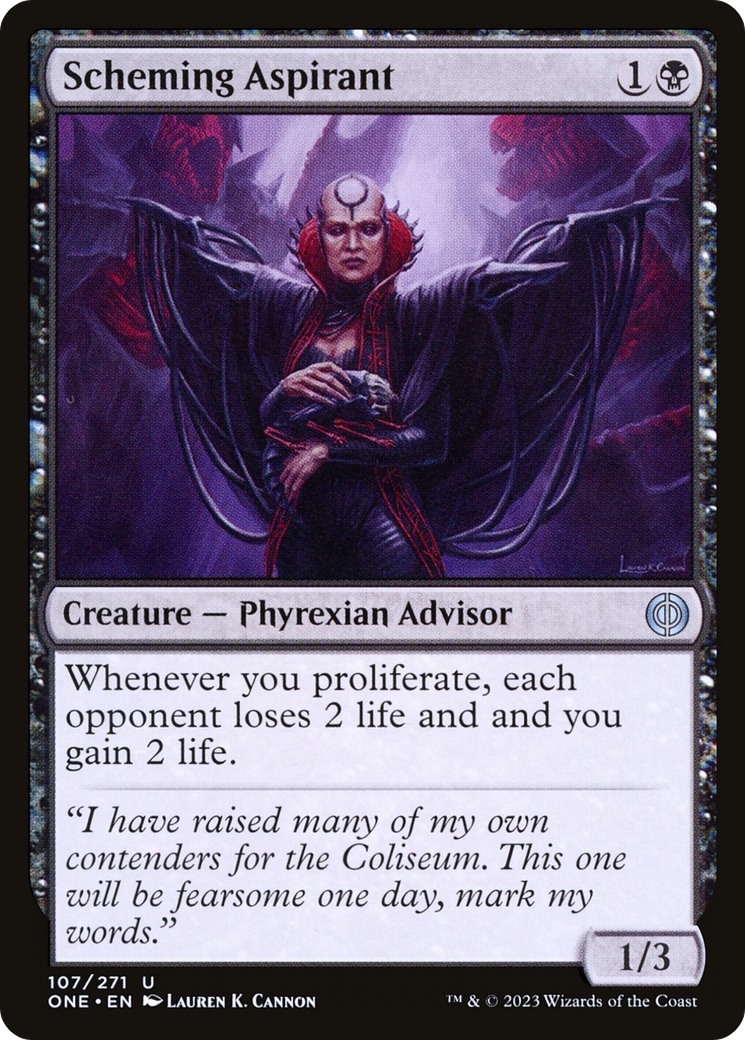 Scheming Aspirant - Uncommon Creature — Phyrexian Advisor card from Phyrexia: All Will Be One