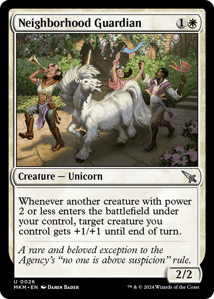 Neighborhood Guardian - Uncommon Creature — Unicorn card from Murders at Karlov Manor