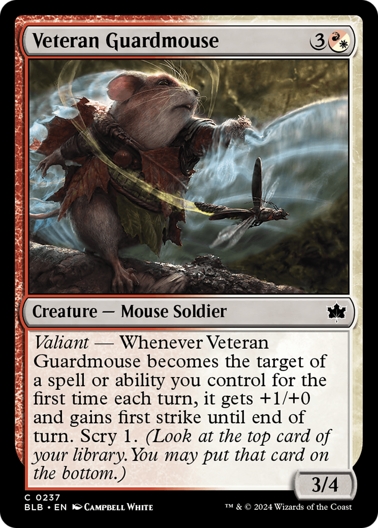 Veteran Guardmouse - Common Creature — Mouse Soldier card from Bloomburrow