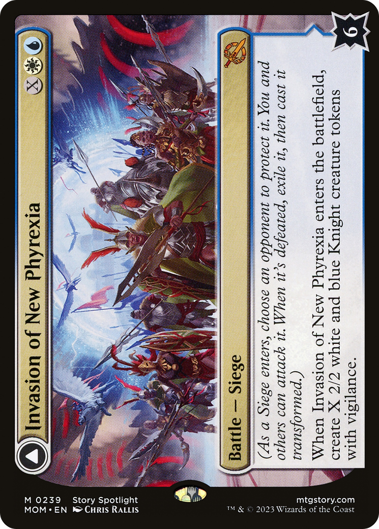 Invasion of New Phyrexia // Teferi Akosa of Zhalfir - Mythic Battle — Siege card from March of the Machine