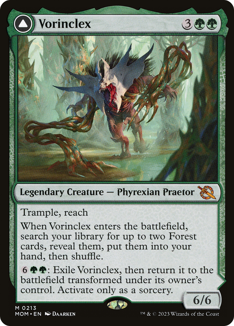 Vorinclex // The Grand Evolution - Mythic Legendary Creature — Phyrexian Praetor card from March of the Machine