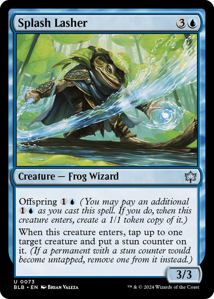 Splash Lasher - Uncommon Creature — Frog Wizard card from Bloomburrow