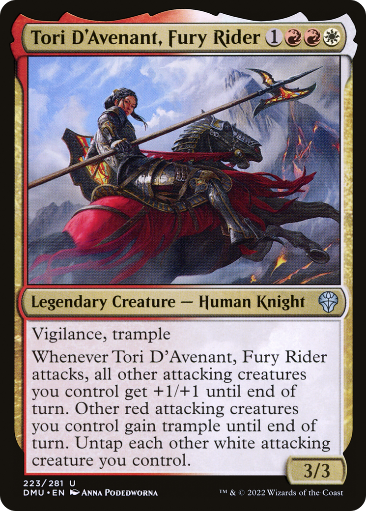 Tori D'Avenant, Fury Rider - Uncommon Legendary Creature — Human Knight card from Dominaria United