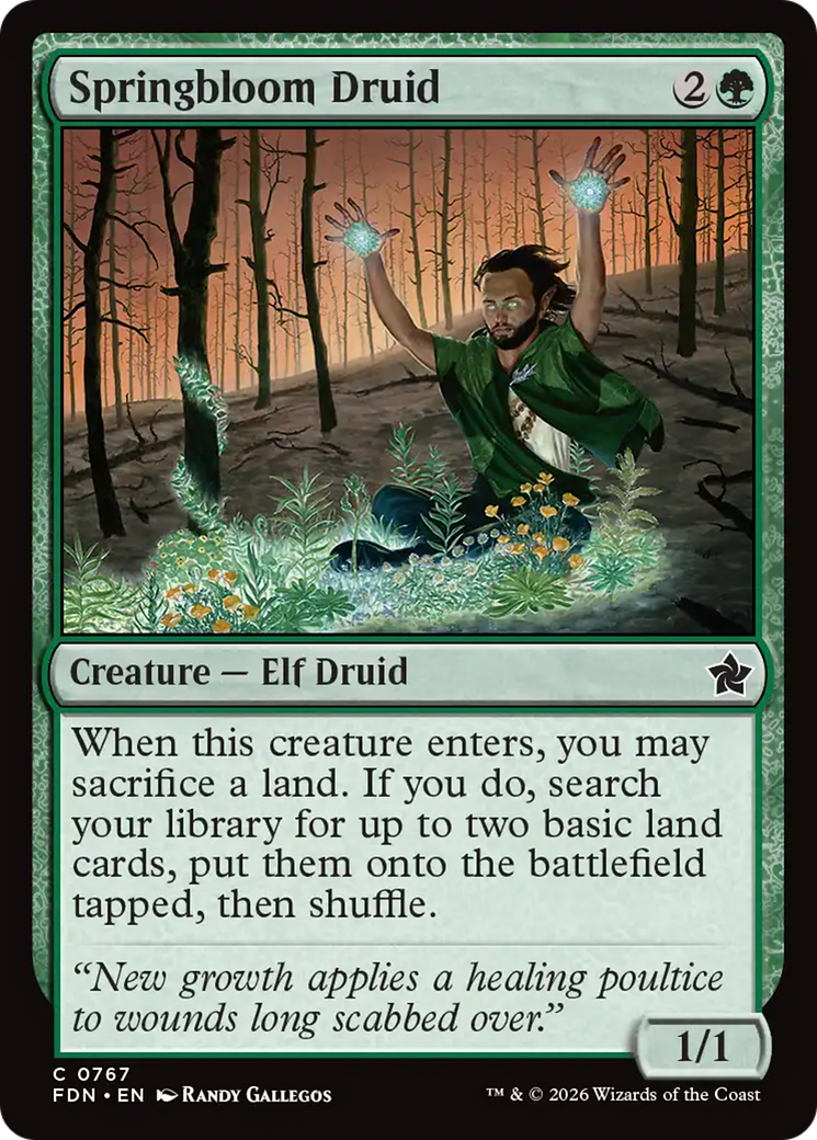 Springbloom Druid - Common Creature — Elf Druid card from Foundations
