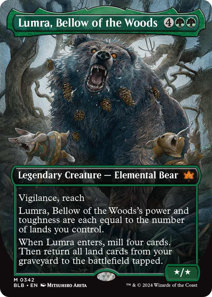 Lumra, Bellow of the Woods - Mythic Legendary Creature — Elemental Bear card from Bloomburrow