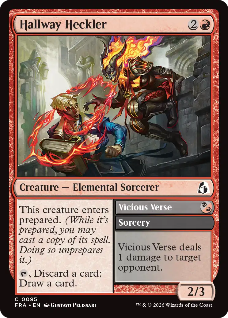 Hallway Heckler // Vicious Verse - Common Creature — Elemental Sorcerer card from Reality Fracture