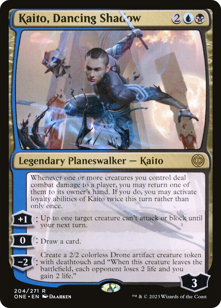 Kaito, Dancing Shadow - Rare Legendary Planeswalker — Kaito card from Phyrexia: All Will Be One