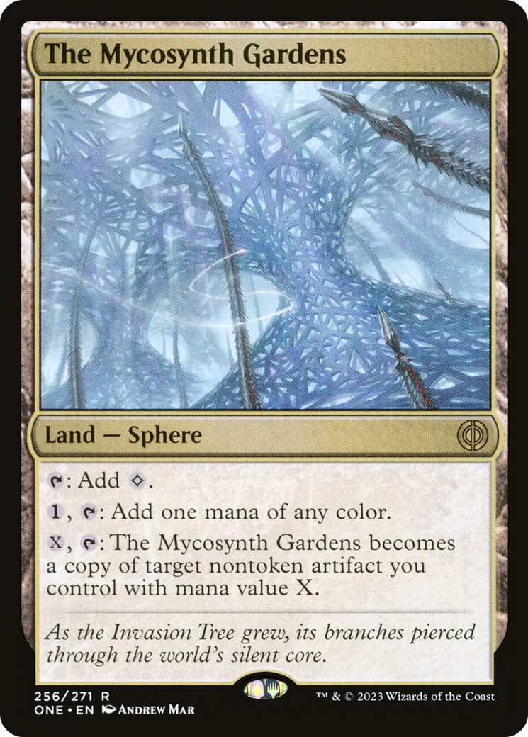 The Mycosynth Gardens - Rare Land card from ONE