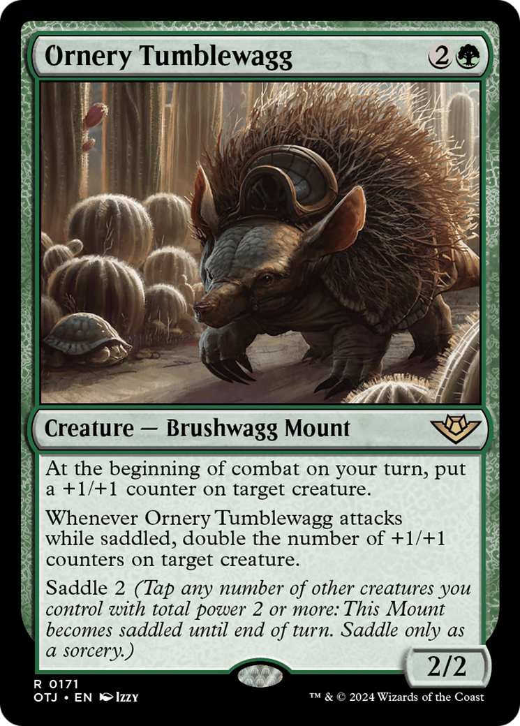 Ornery Tumblewagg - Rare Creature — Brushwagg Mount card from Outlaws of Thunder Junction