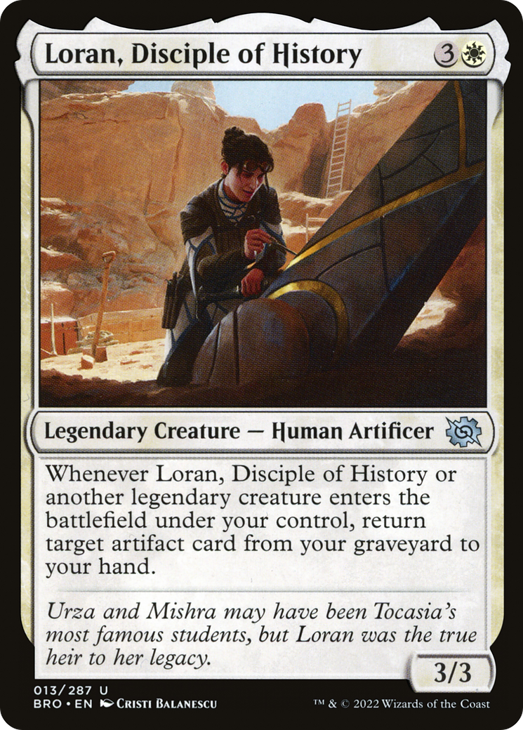 Loran, Disciple of History - Uncommon Legendary Creature — Human Artificer card from The Brothers' War