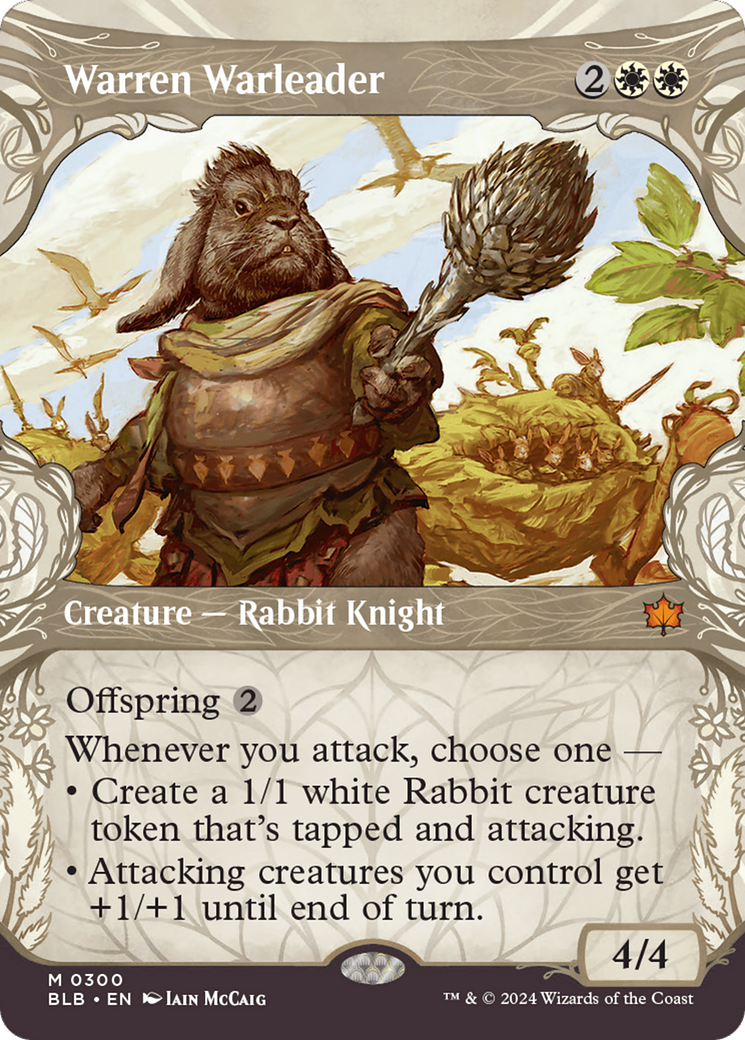 Warren Warleader - Mythic Creature — Rabbit Knight card from Bloomburrow