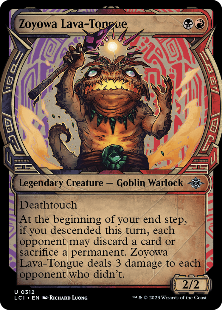Zoyowa Lava-Tongue - Uncommon Legendary Creature — Goblin Warlock card from The Lost Caverns of Ixalan