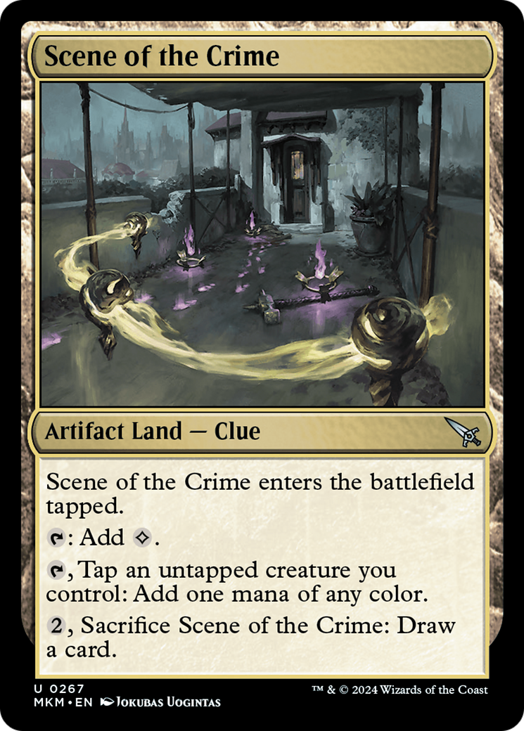 Scene of the Crime - Uncommon Artifact Land — Clue card from Murders at Karlov Manor