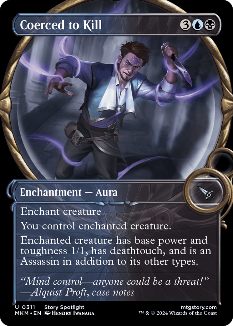 Coerced to Kill - Uncommon Enchantment — Aura card from Murders at Karlov Manor
