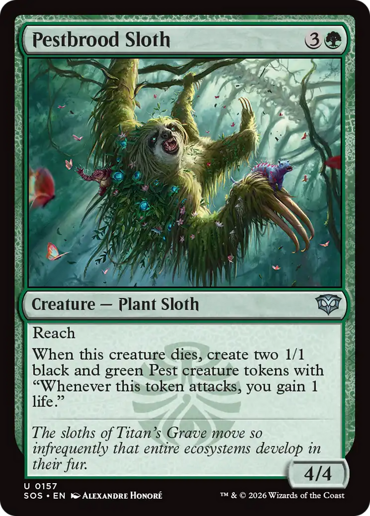 Pestbrood Sloth - Uncommon Creature — Plant Sloth card from Secrets of Strixhaven