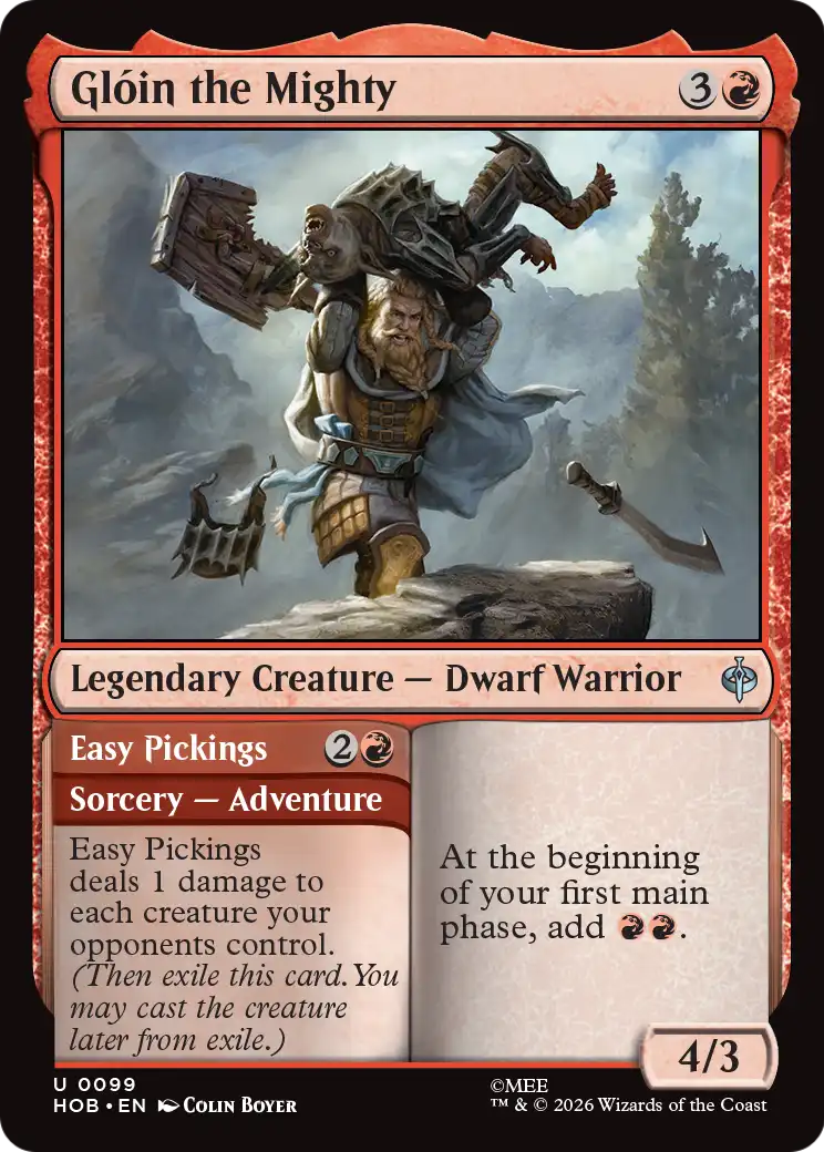 Glóin the Mighty // Easy Pickings - Uncommon Sorcery — Adventure card from The Hobbit