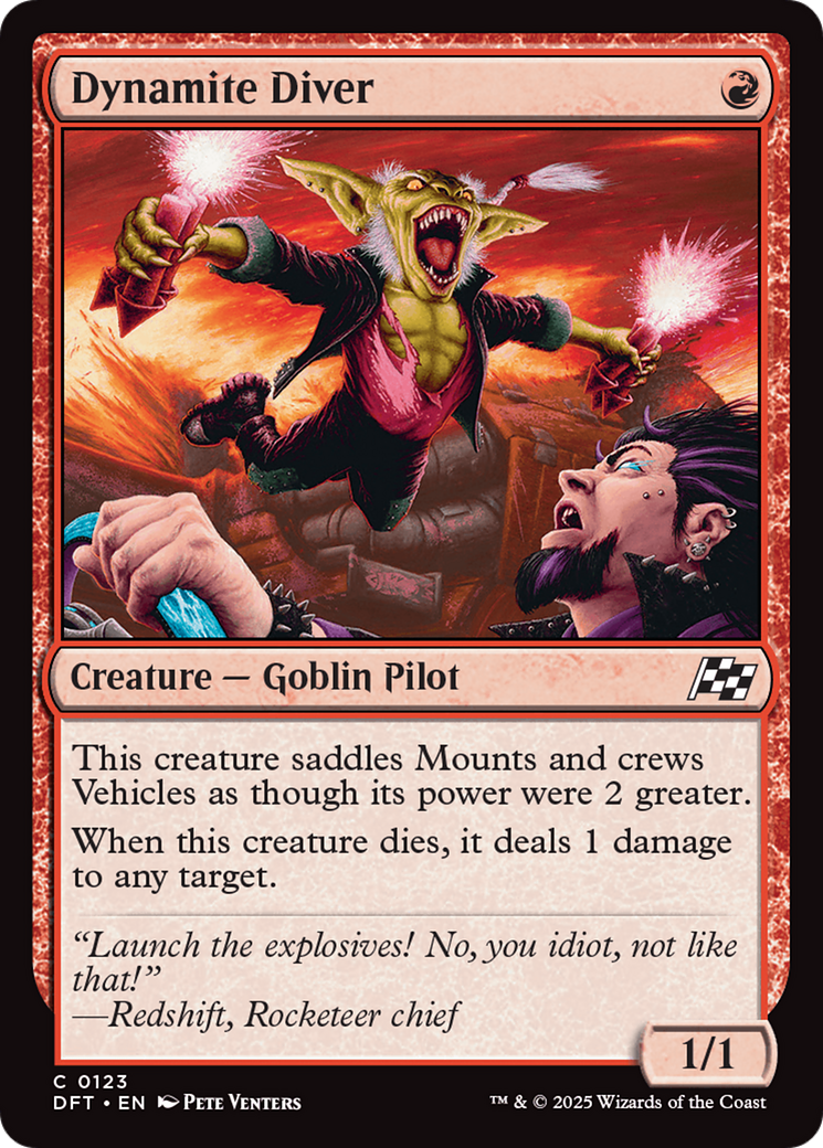 Dynamite Diver - Common Creature — Goblin Pilot card from Aetherdrift
