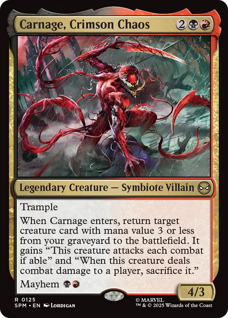 Carnage, Crimson Chaos - Rare Legendary Creature — Symbiote Villain card from Marvel's Spider-Man