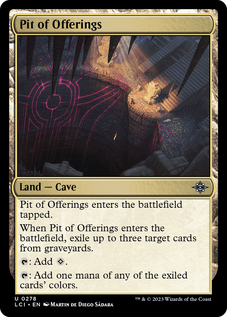 Pit of Offerings - Uncommon Land — Cave card from The Lost Caverns of Ixalan