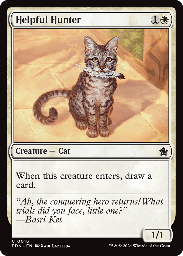 Helpful Hunter - Common Creature — Cat card from Foundations