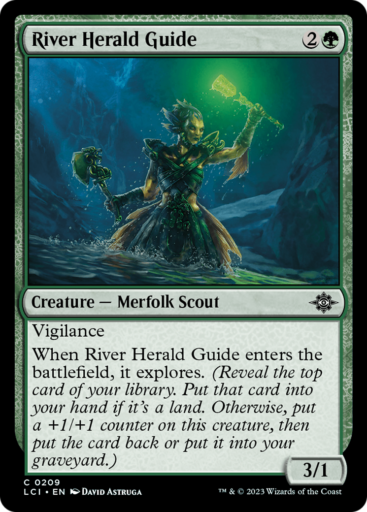 River Herald Guide - Common Creature — Merfolk Scout card from The Lost Caverns of Ixalan