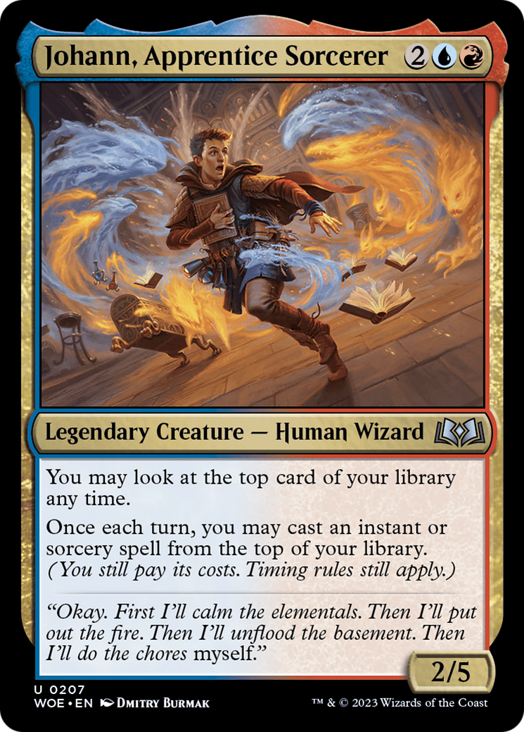 Johann, Apprentice Sorcerer - Uncommon Legendary Creature — Human Wizard card from Wilds of Eldraine