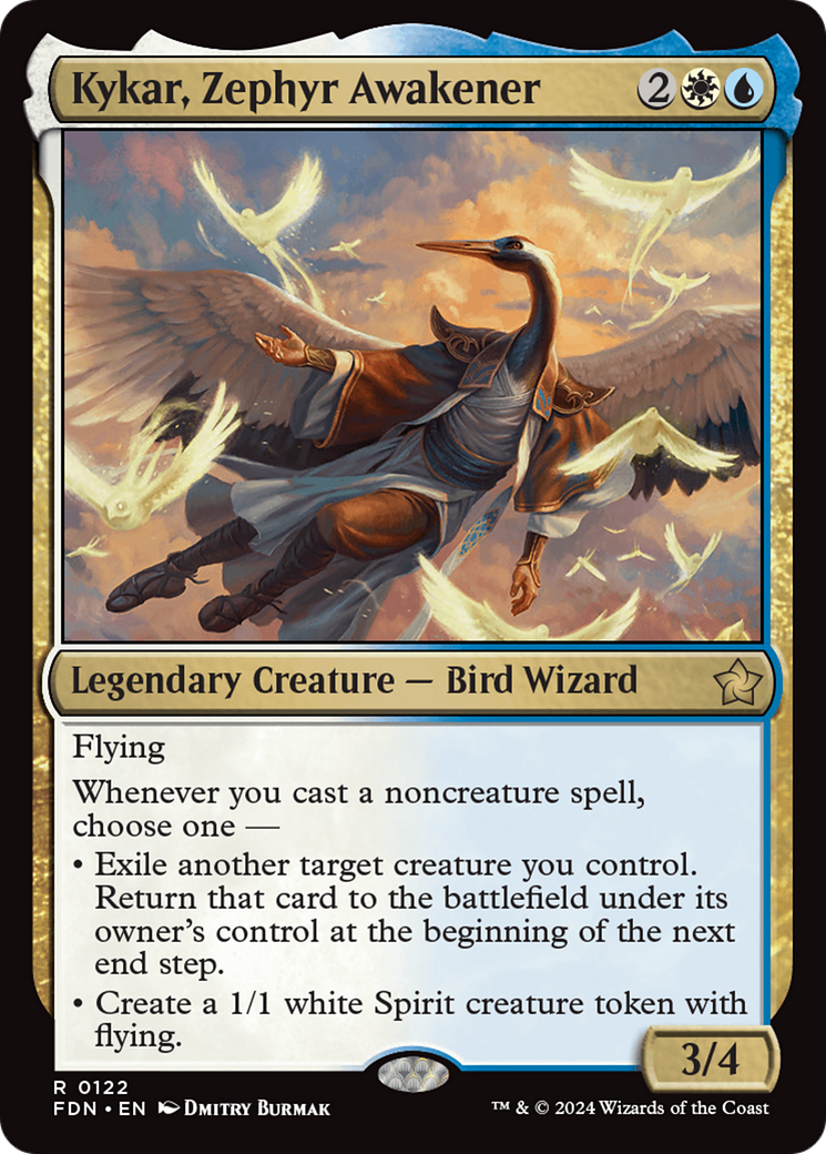 Kykar, Zephyr Awakener - Rare Legendary Creature — Bird Wizard card from Foundations