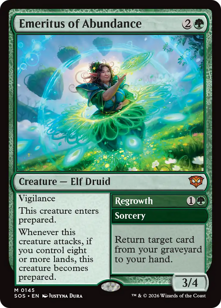 Emeritus of Abundance // Regrowth - Mythic Creature — Elf Druid card from Secrets of Strixhaven