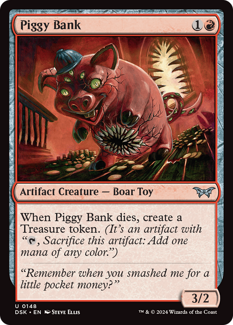 Piggy Bank - Uncommon Artifact Creature — Boar Toy card from Duskmourn: House of Horror