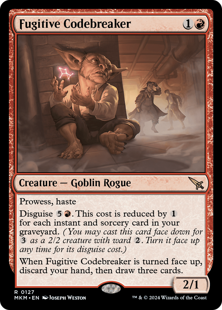 Fugitive Codebreaker - Rare Creature — Goblin Rogue card from Murders at Karlov Manor