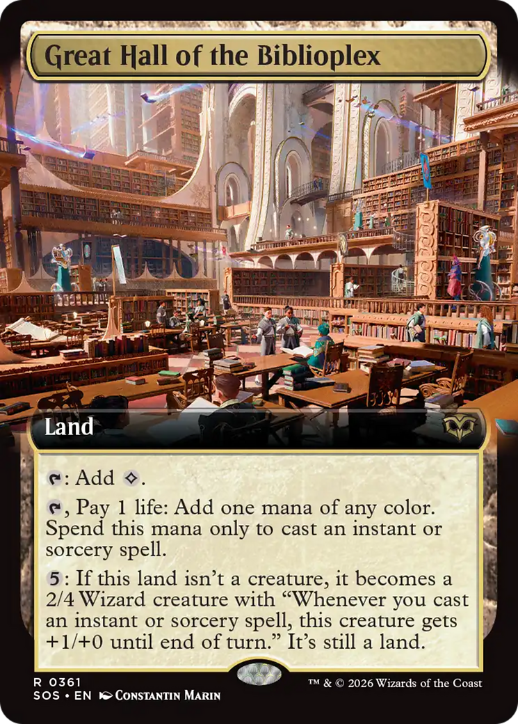Great Hall of the Biblioplex - Rare Land card from Secrets of Strixhaven